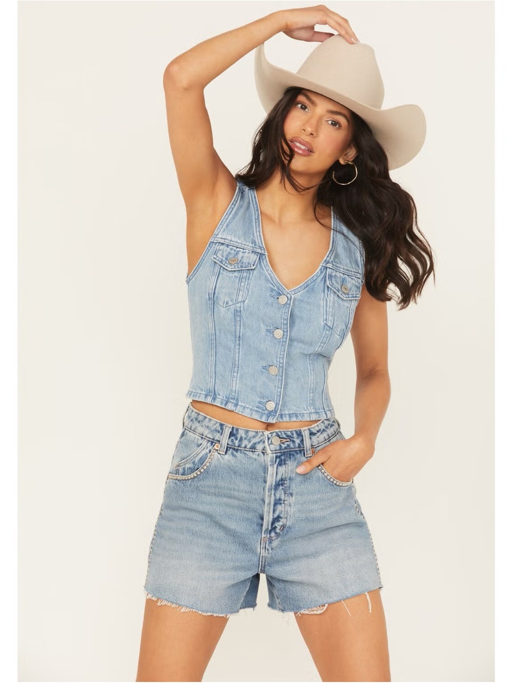 NWT Levi's Bella Light Washed Blue Denim Button Vest Top Small